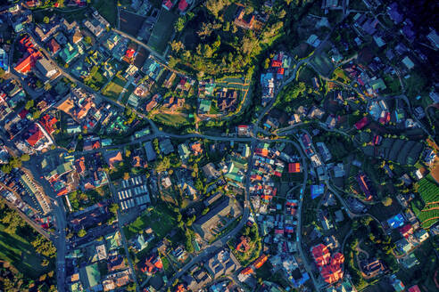 Aerial view of Nuwara Eliya, a small town among the hills in Sri Lanka. - AAEF14674