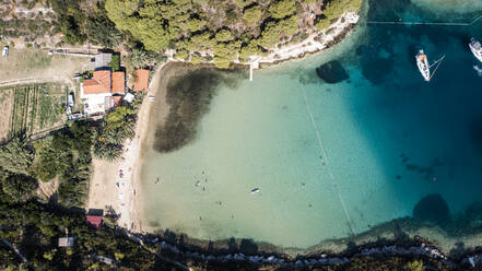 Aerial View of sand beach Stoncica, Island Vis, Croatia. - AAEF14825