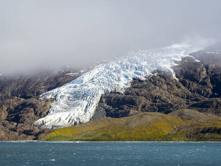 Ice and snow covered mountains with glaciers in King Haakon Bay, South Georgia, South Atlantic, Polar Regions - RHPLF22128