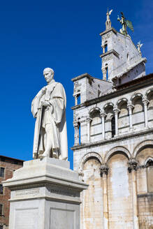 San Michele in Foro church, Burlamacchi statue, Lucca, Tuscany, Italy, Europe - RHPLF22311