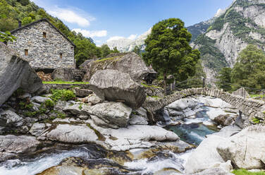 Brücke über den Fluss mit Felsbrocken - GWF07492