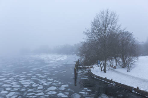 Eisschwimmen auf der Havel an einem nebligen Wintertag - ASCF01704