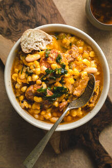 Studio shot of bowl of traditional locro stew - FLMF00832