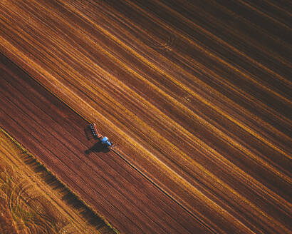 Aerial view of a tractor, Denmark. - AAEF14981