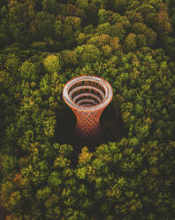 Luftaufnahme des Skovtarne-Turms, eines modernen Holzturms, Dänemark. - AAEF14984