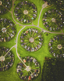 Aerial view of a Brondby neighbourhood near Copenhagen, Denmark. - AAEF14987