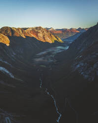 Aerial view of the Trollstingen road among the fjords in Norway. - AAEF15005