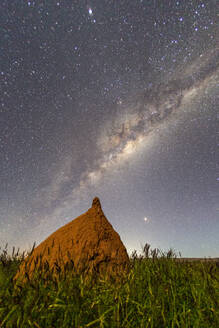 Die Milchstraße über Termitenhügeln im Cape Range National Park, Exmouth, Westaustralien, Australien, Pazifik - RHPLF22361