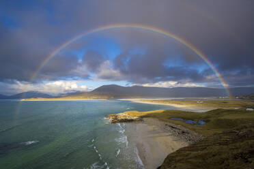 Rainbow over Seilebost beach, Isle of Lewis and Harris, Outer Hebrides, Scotland, United Kingdom, Europe - RHPLF22408