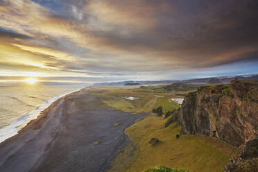 Coastline view from Dyrholaey Island, just before sunset, near Vik, south coast of Iceland, Polar Regions - RHPLF22459