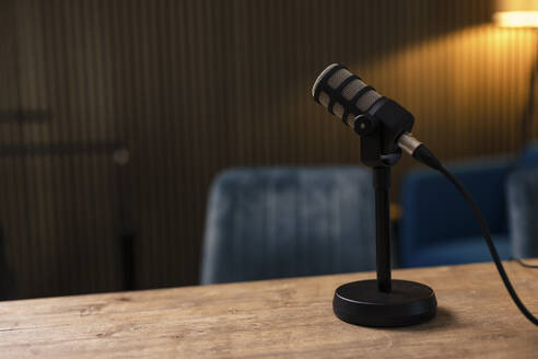 Microphone on desk at radio station - JOSEF11147