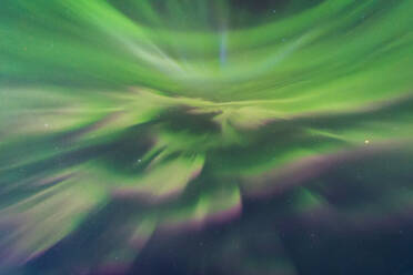 Spectacular scenery of green Northern lights illuminating dark sky in winter - ADSF36063