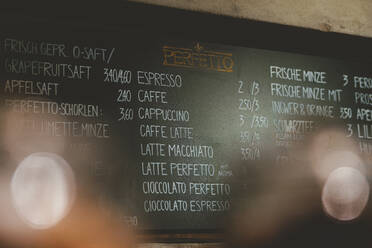 Menu board displayed in cafe - JOSEF11573