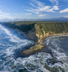 Aerial View of Gericke's point with waves and beach, Western Cape, South Africa. - AAEF15195