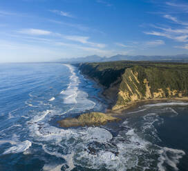 Aerial View of Gericke's point with waves and beach, Western Cape, South Africa. - AAEF15196