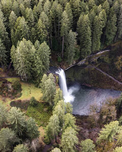 Aerial view of Frenchie Falls, Oregon, United States. - AAEF15288