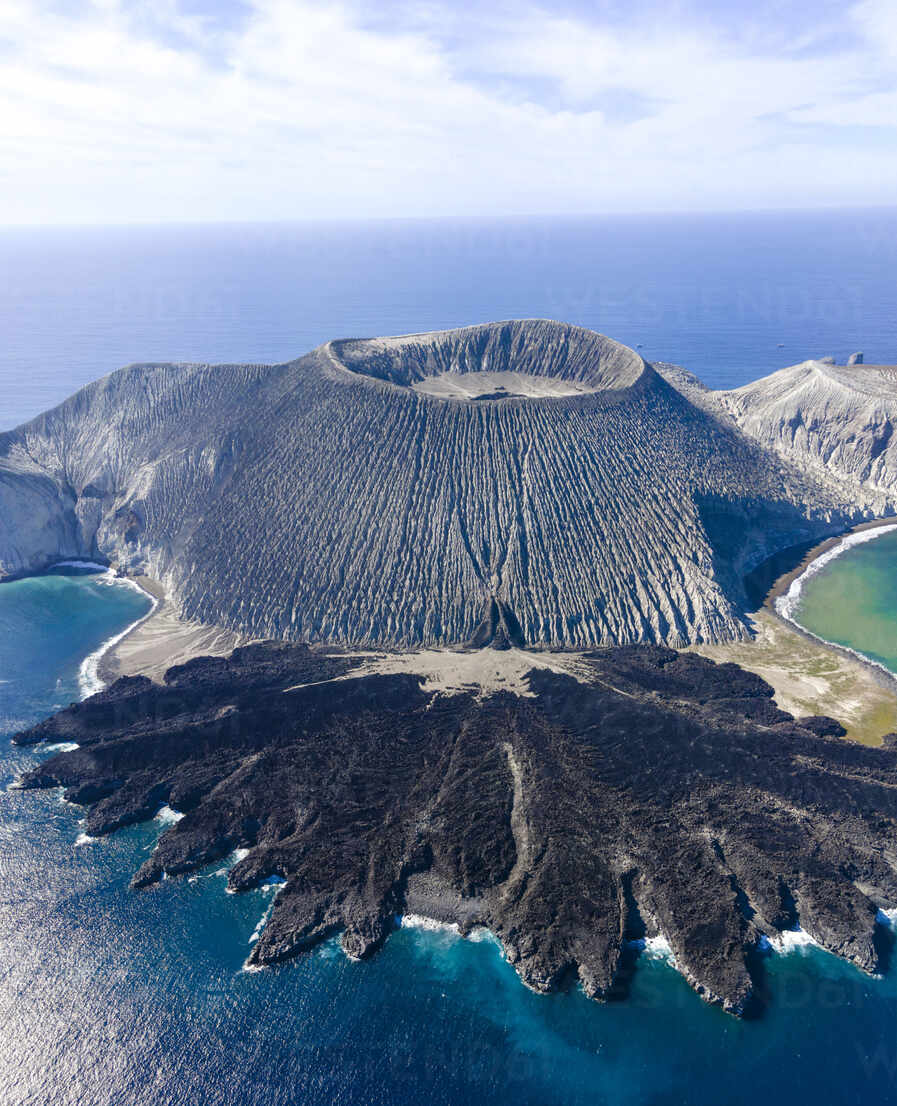 Aerial view of Isla san Benedicto, a volcanic island, Colima 