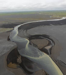 Aerial view of the coastline with river estuary in Iceland. - AAEF15350