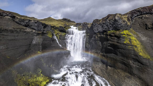 Aerial view of Ofaerufoss river, Skaftarhreppur, Iceland. - AAEF15388