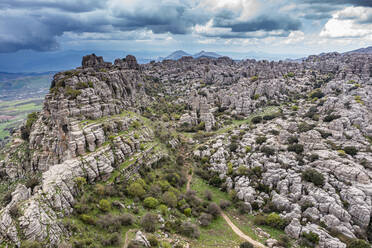 Luftaufnahme des Naturschutzgebiets El Torcal de Antequera, Antequera, Andalusien, Spanien, Europa - RHPLF22699