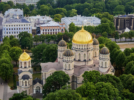 Nativity of Christ Orthodox Cathedral, elevated view, Riga, Latvia, Europe - RHPLF22774