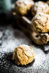 Studio shot of gluten free almond cookies with powdered sugar - SBDF04562