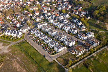 Germany, Baden-Wurttemberg, Waiblingen, Aerial view of modern suburban apartments - WDF07001