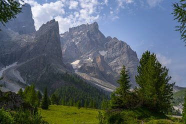 Majestic mountains in front of sky at Pale di San Martino Park, Trentino, Italy - LOMF01347
