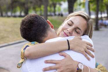 Affectionate Hug Urban Setting Genuine Friendship Stock Photo 2292175135