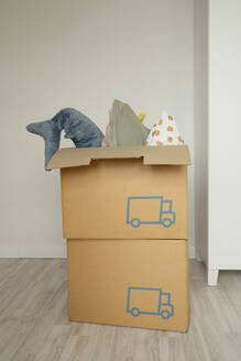 Cardboard boxes on floor at home - LESF00042