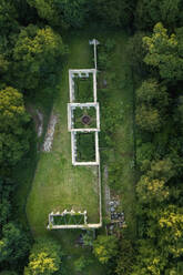 Aerial view of historical Victorian Orangery, Panshanger Park, Hertford, Hertfordshire, United Kingdom. - AAEF15504