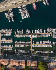Luftaufnahme des Hafens von Marciana Marina, Insel Elba, Italien. - AAEF15725