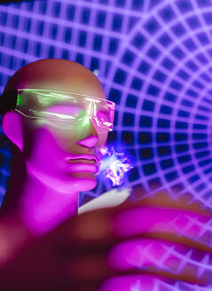 Digital erzeugtes Bild eines Roboters mit futuristischer Brille - JCCMF07222