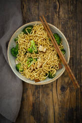 Bowl of ramen noodles with broccoli and smoked tofu - LVF09235