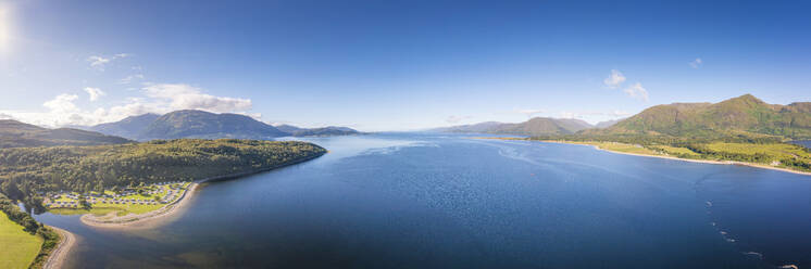 Scenic view of Loch Linnhe under blue sky, Scotland - SMAF02233