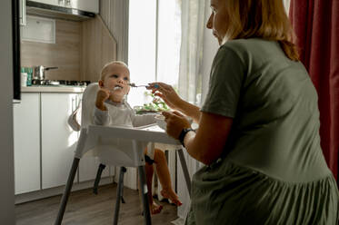 Mother feeding daughter at home - ANAF00111