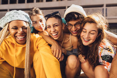 Group of Smiling Teenagers Hanging Out Stock Image - Image of