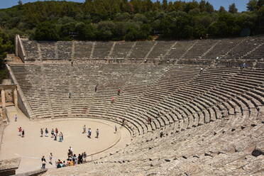 Ancient theatre of Asclepieion, in the ancient city of Epidaurus, UNESCO World Heritage Site, Lygouno, Argolid Peninsula, Greece, Europe - RHPLF23303