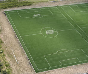 USA, Virginia, Leesburg, Aerial view of empty soccer fields - BCDF00624