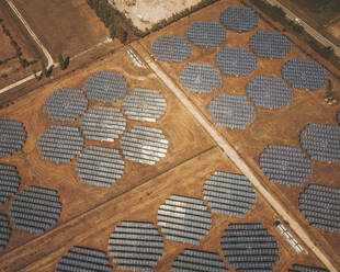 Aerial view of a solar panel field, Italy. - AAEF16105