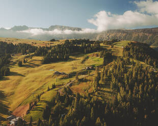 Luftaufnahme der Seiser Alm, Dolomiten, Italien. - AAEF16212