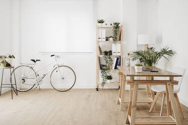 Interior of modern office with bicycle and desk - EBBF06827