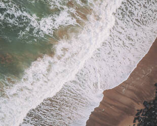 Aerial view of surfers, Bidart, France. - AAEF16246