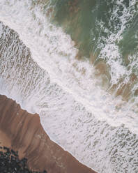 Aerial view of surfers, Bidart, France. - AAEF16247