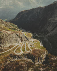 Aerial view of the Tremola Pass, Switzerland. - AAEF16280