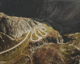 Aerial view of the Tremola Pass, Switzerland. - AAEF16281