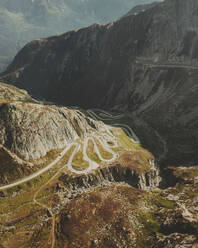 Aerial view of the Tremola Pass, Switzerland. - AAEF16282