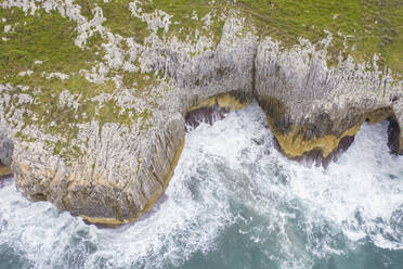 Aerial view of Puertas de Vidiago, Costa Verde, Spain - AAEF16415