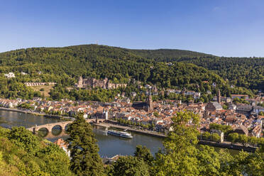 Germany, Baden-Wurttemberg, Heidelberg, View of riverside town in sunshine - WDF07109