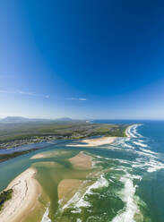 Aerial view of the coastline near Manning River, New South Wales, Australia. - AAEF16510